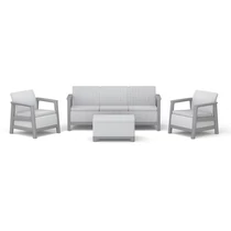 SCANDI LINEA 5 SZEMÉLYES KERTI BÚTOR SZETT JUTE TÁROLÓS ASZTALLAL