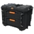 KETER Pro Gear 2.0 XL 2 fiókos tároló, sötét fekete színben, két mély fiókkal az eszközök hatékony tárolásához. Fém zárak és pántok biztosítják a biztonságos szállítást. Fehér háttérre fókuszálva.